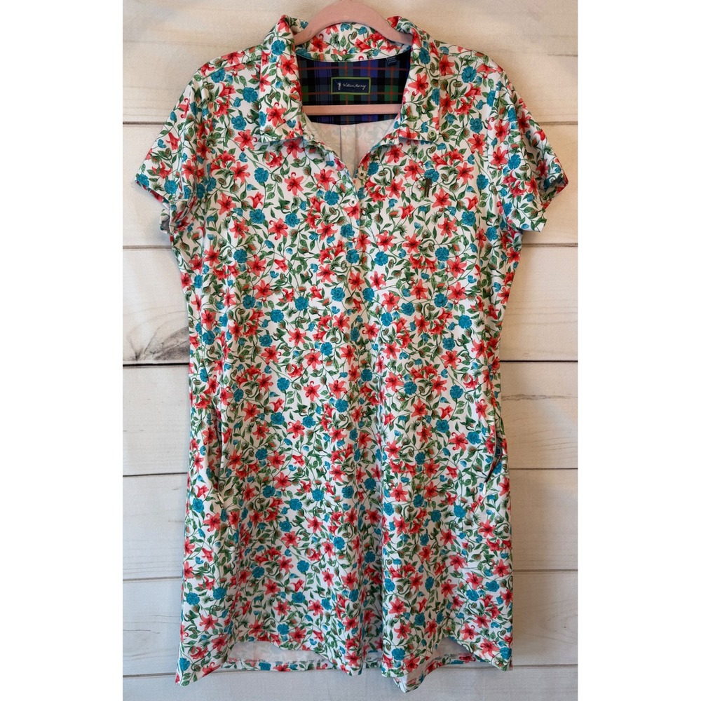 William Murray Golf Dress Womens XL Venus Fly Trap Floral Polo Performance Red